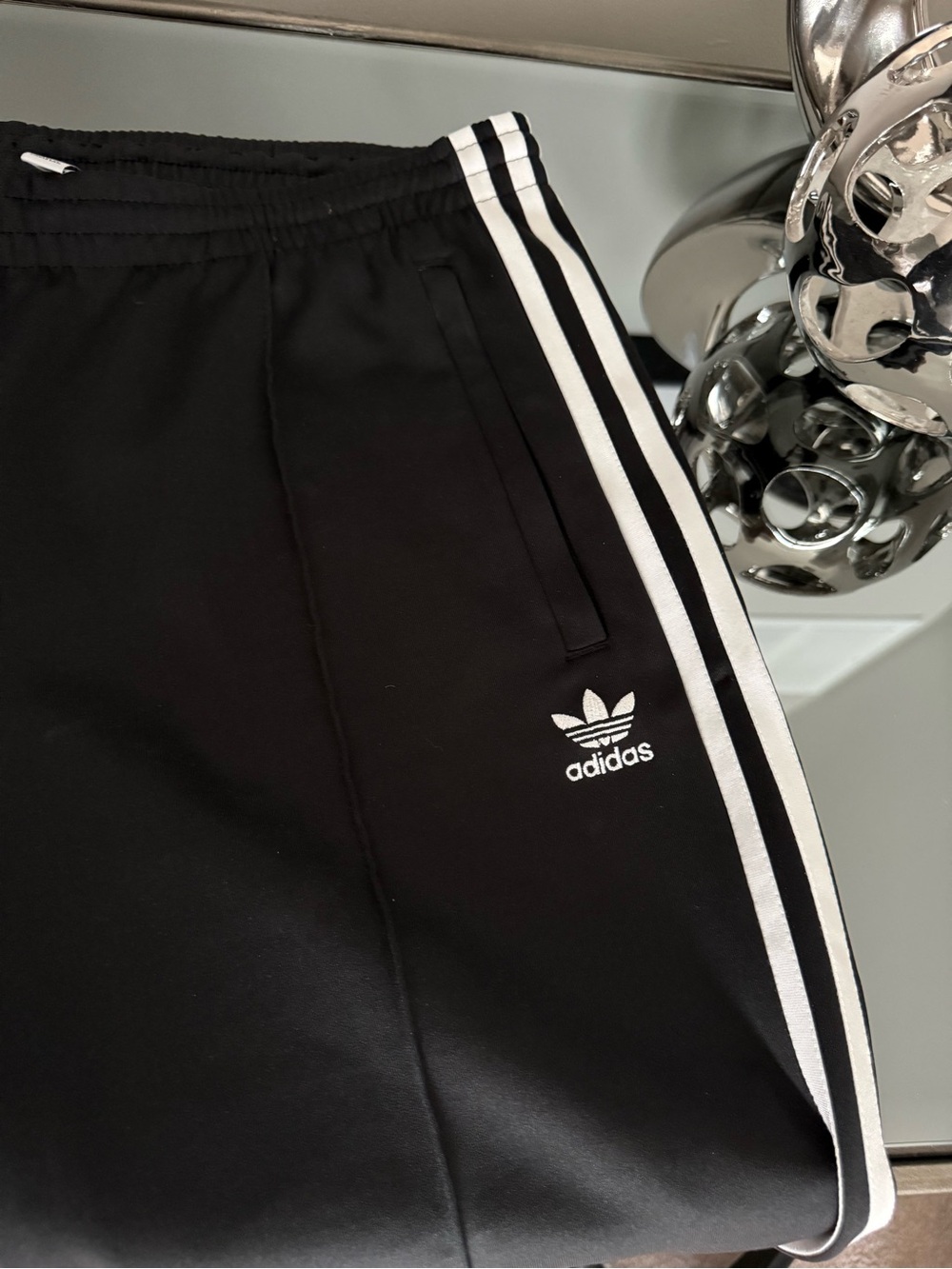 adidas Originals Black Track Pants with White Three Stripes - Picture 4 of 6